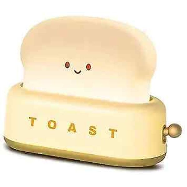 Small Table Lamp, Cute Toast Bread LED Bedroom Nightstand Light with Yellow