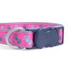 Petface Paws Print Dog Collar, Medium, Cerise/Grey