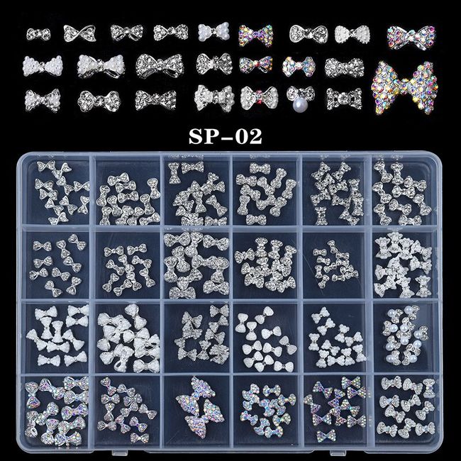 Blue Crystal Nail Art Rhinestones Kit Luxury Nail Charms Shiny Flatback Gems  Beads DIY Decorations Accessories