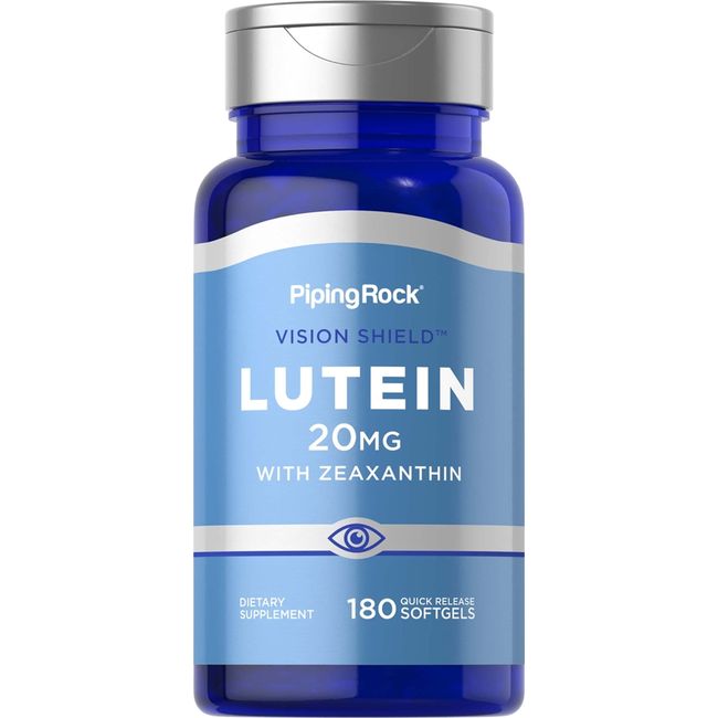 Piping Rock Lutein 20 mg with Zeaxanthin | 180 Softgels | Eye Health Vitamins | Non-GMO, Gluten Free Supplement