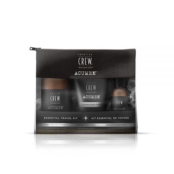 American Crew Acumen Men&#39;s Moisturizing Gel &amp; Essentials Travel Kit, Shampoo, Shaving Cream, Pore