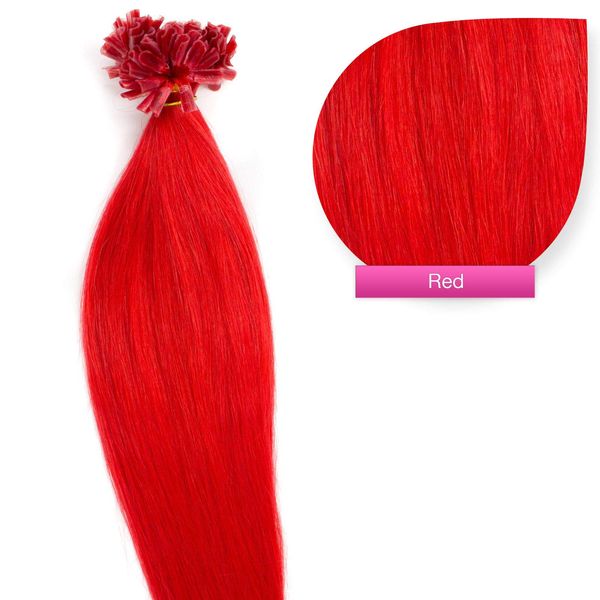 U-Tip Real Hair Extensions Keratin Bonding 50 cm 25 x 1 g No. Red