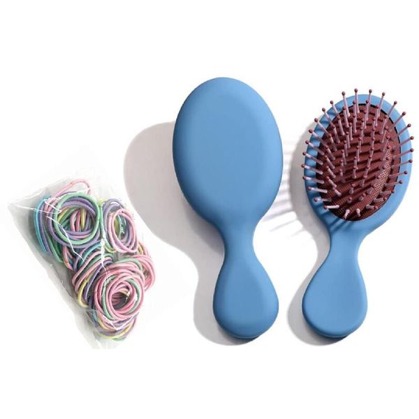 KuaileBaby Hairdressing comb Cute cartoon air cushion comb for children candy color massage comb small com+The Rubber Band?100PCS? (blue)