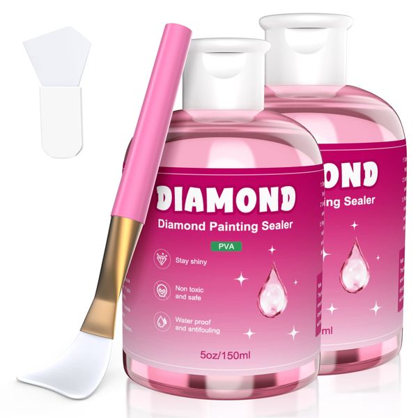 GHHKUD Diamond Painting Sealer 300ML, Diamond Art Glue with Brushes, Fast Drying Diamond Painting Art Sealer, Diamond Painting Glue Accessories Permanent Shine Effect for Diamond Painting&Puzzle Glue