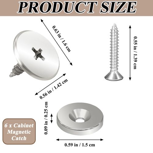 6 Pack Cabinet Magnetic Catch Concealed Magnetic Door Latch Catch Cabinet Magnets with Strong Magnetic, for Various Materials for Kitchen Doors Cupboard Wardrobe Door Drawer Storage