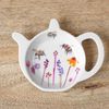 2 Piece Melamine Plastic Teabag Tidy and Spoon Rest Set - Bumble Bee Floral Pattern