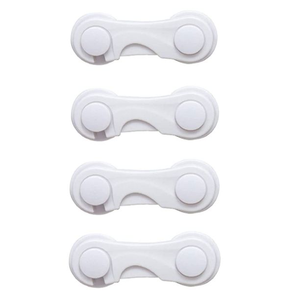 DFsucces Door Lock, Baby Guard, One-Touch Stopper, Door/Cupboard/Sliding Door/Refrigerator Drawer Lock, Earthquake Prevention, Set of 4, White