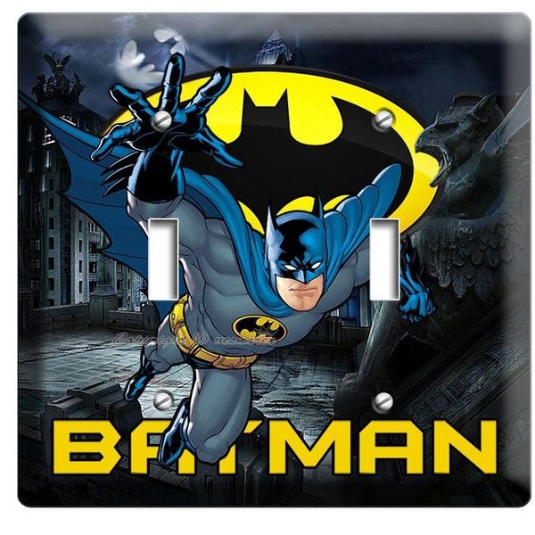BATMAN RETURNS SUPERHERO DOUBLE LIGHT SWITCH WALL PLATE BOY BEDROOM COMICS DECOR