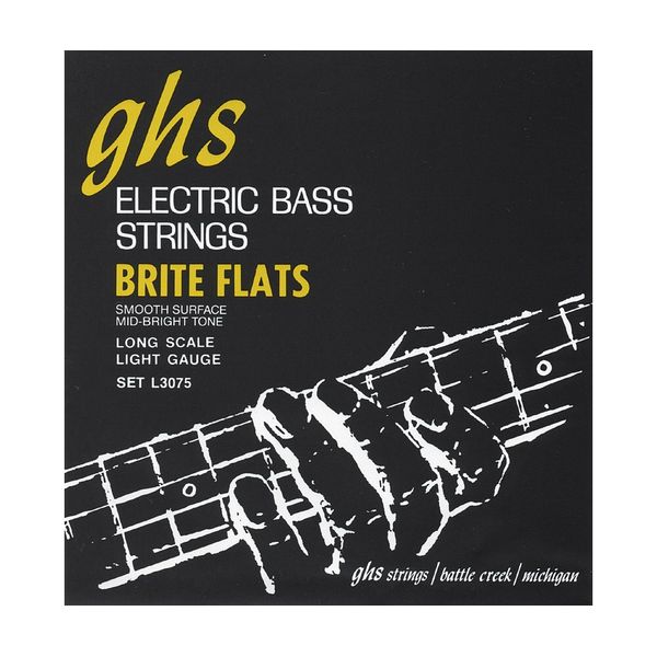 GHS Brite Flats - L3075 - Bass String Set, 4-String, Light, .045-.098