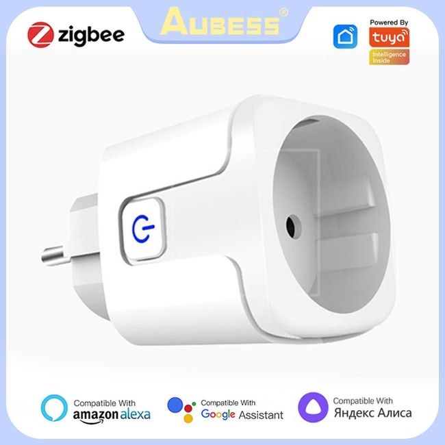 Aubess 20A Zigbee Smart Plug With Power Monitoring EU Smart Socket Timing  Function Voice Control Via Alexa Google Home Yandex