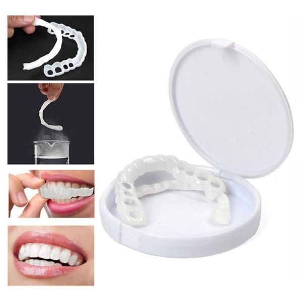 Silicone Artificial Dentures Make Your Beauty Teeth Smile Top and Lower Teeth Missing Teeth Whitening Kit Smile Beauty Dentures Silicone Dentures Unisex Storage Box 10 Pairs