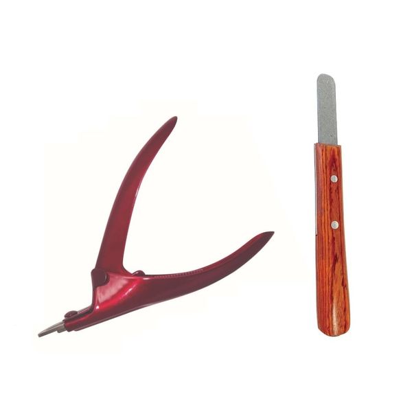 Donnyan Factory Guillotine Nail Clippers (Red) and File Set, with Case