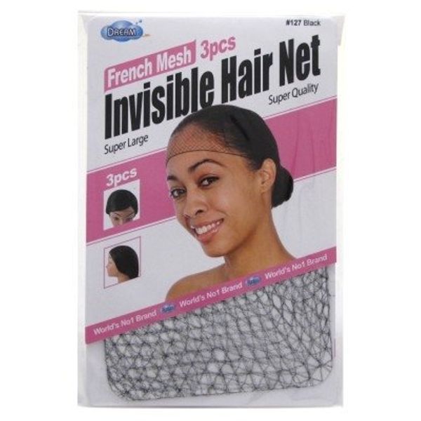 Dream Invisible Hair Net Super Large 3 Count Black (12 Pack)