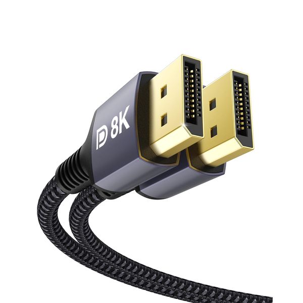 Stouchi DisplayPort Kabel 1.4 240Hz 2M/6.6FT DP1.4 Unterstützung 8K@60Hz 4K@60Hz/ 144Hz/120Hz 5K@60Hz/120Hz 2K@165Hz/240Hz FreeSync G-Sync 32,4 Gbit/s HDR10 Display Port kabel für Gaming Monitor