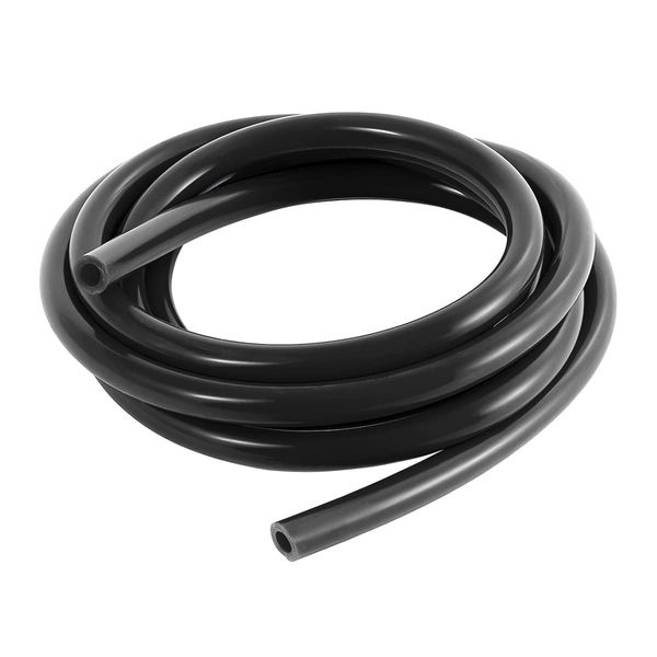 Silicone Vacuum Tubing Hose Line, 10 Ft 1/4" (6mm) Inner Diameter Hose, High Tempterature 130PSI Max Pressure for Multiple Use, Auto Replacement Vacuum Hose Line for Vehicle Radiator (Black)