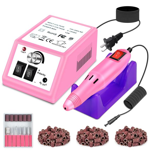 LAVAED Professional Electric Nail Drill Machine Nail File Pink Nail Drill Kit, Nail Filer Electric with 156pcs Sanding Bands and Nail Drill Bits for Acrylic Nail Drill Gel Nail Manicure Pedicure