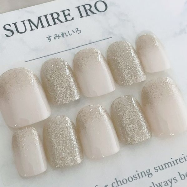 Nail tip false nails cute design simple short long simple coming-of-age ceremony nail present mother short nails small nails large nails berry short chibi nails wedding wedding false nails gel nails ●Ivory lame beige