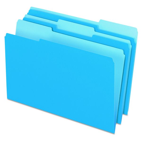 Pendaflex Two-Tone Color File Folders, Legal Size, Blue, 1/3 Cut, 100/BX (153 1/3 BLU)