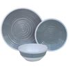 Premium 12pc Melamine Plate and Bowl Dinner Set Camping Tableware (Grey)