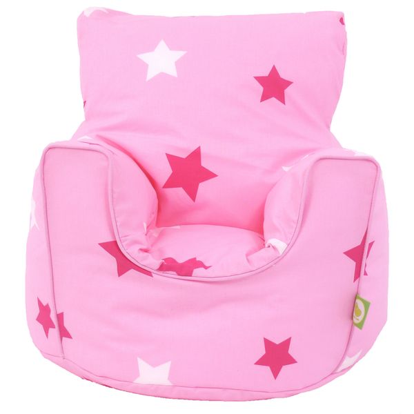 Cotton Pink Stars Bean Bag Arm Chair with Beans