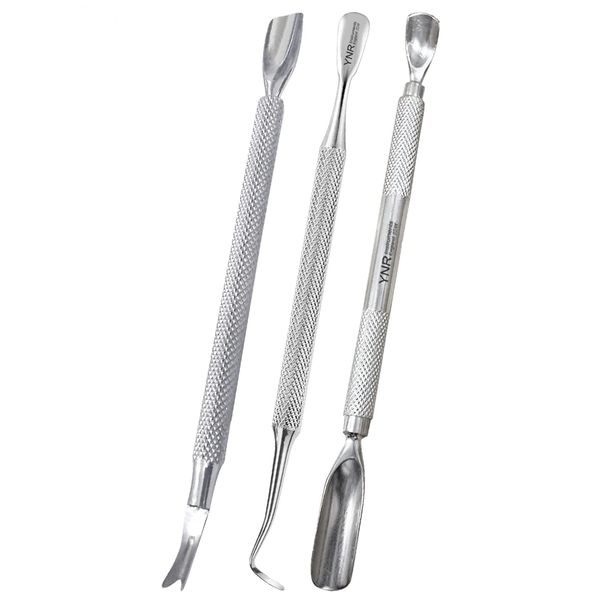 Cuticle Pusher Stainless Steel Dual Head Nail Scraper for Gel Nails Uv Gel Polish Remover Tool - Cuticle Stick for Fingernails and Toenails (Pusher Set)