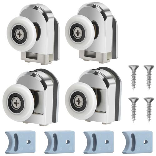 Cokritsm 23mm Shower Door Rollers for Curved Glass Doors 4-6mm, Glass Hole 12-14mm, 4pack Sliding Shower Doors Wheels Replacement Roller Runner Wheel, Shower Door Runners Pulleys
