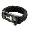 Paracord Survival Bracelet Adjustable Fire Starter Compass Whistle Black