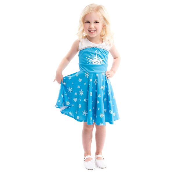 Little Adventures Ice Queen Twirl Dress (8) - Machine Washable Child Pretend Play and Party Dress with No Glitter Blue