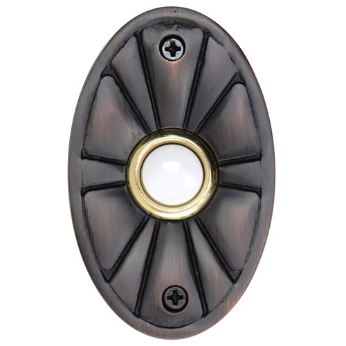 Waterwood Solid Brass Oval Flower Doorbell in Oil Rubbed Bronze - Wired & Illuminated Push Button from Environmentally Friendly Recycled Material