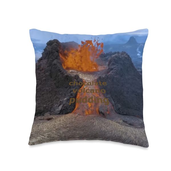 chocolate volcano pudding, food, larva flows, amazing nature Throw Pillow