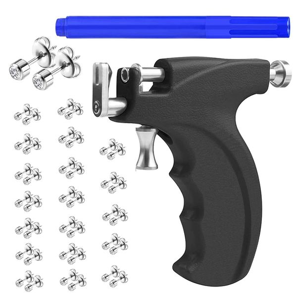 Professional Ear Piercing Gun Kit with 20 Pairs 316L Surgical Stainless Steel Gun Stud Earrings for Body Nose Lip Salon Home Use