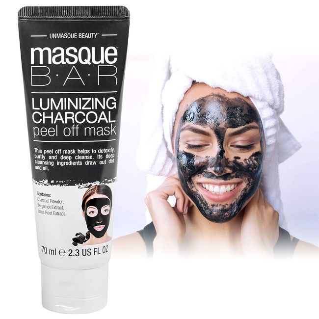 masque BAR Luminizing Charcoal Facial Peel Off Mask (70 ml/Tube) — Korean Beauty Skin Care Treatment —Absorbs Impurities & Excess Oil, Exfoliates, Heals Blemishes, Removes Blackheads,Anti-Inflammatory