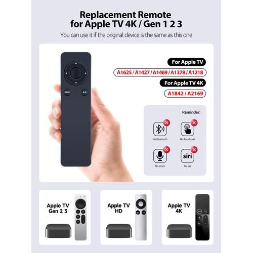 New Replacement Remote Control MC377LL/A Compatible for Apple MD199LLA MC377LLA Remote, Compatible with Apple 2/3 TV Box, Mac Music System/iPhone/iPad/iPod, for MD199LL/A MC572LL/A MC377LL/A MM4T2AM
