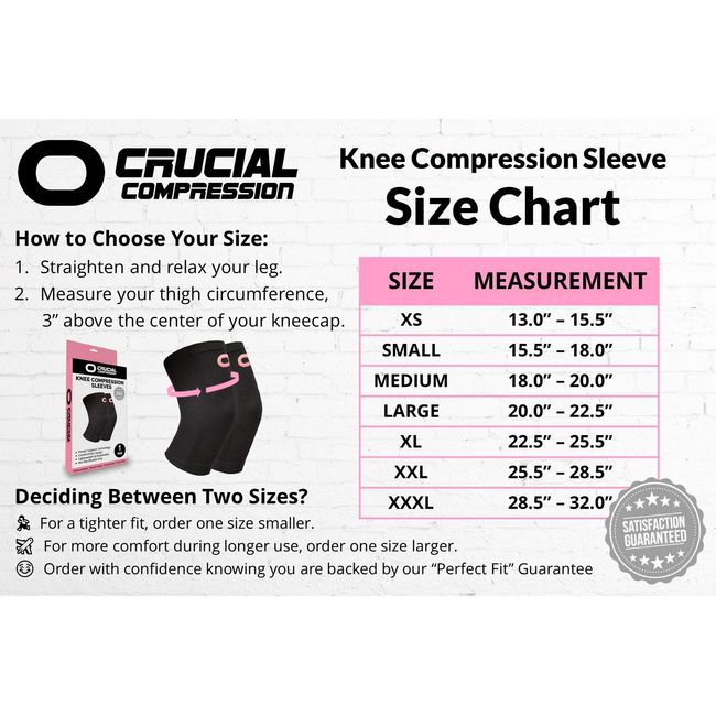  Crucial Compression Knee Sleeve (1 Pair) - Best Knee Braces for  Knee Pain for Men & Women - Non-Slip Knee Support for Running,  Weightlifting, Basketball, Gym, Workout, Sports : Health & Household