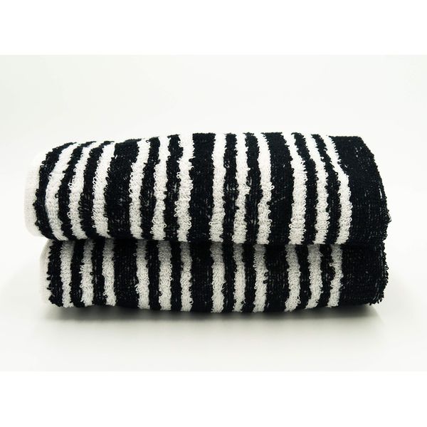 Lex's Linens Pack of 2 Black & White Stripe Multi Purpose Hand Towel/Kitchen Towel (2)