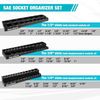 DURATECH 6PC 1/4" 3/8" 1/2" Magnetic Socket Organizer Set Socket Tray SAE Metric