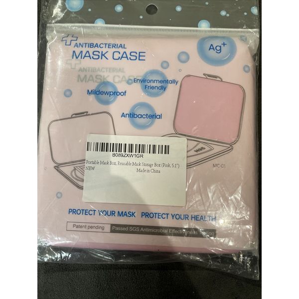 Portable Mask Box, Reusable Mask Storage Box (Pink, 5.1")