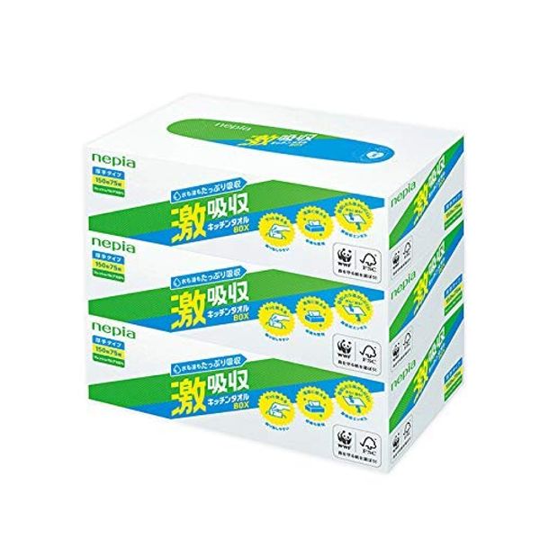 Oji Napier Super Absorbent Kitchen Towel Box, 3 Pack x 10