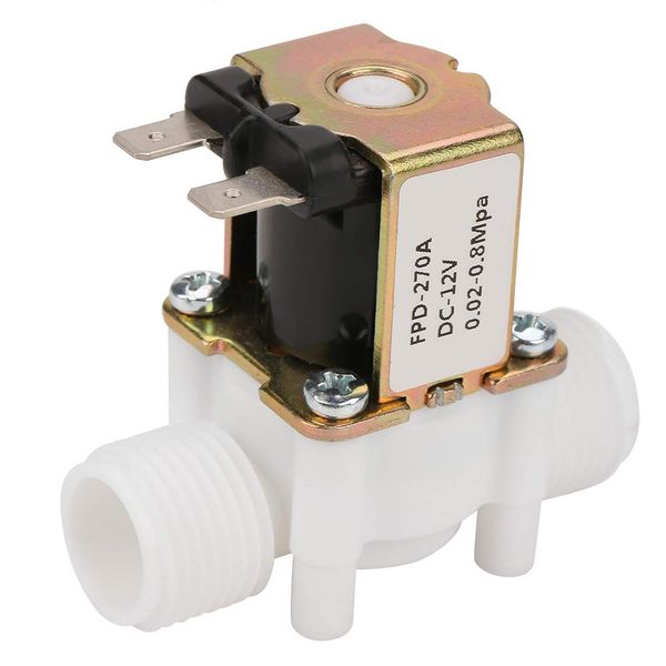 DC12V N/C Normally Closed Water Solenoid Valve G1/2-Inch Plastic Electrical Solenoid Valve for Water Dispense