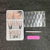 Carufin 24Pcs Crown Lips Long Coffin Nail Shining Heart French Fake Nails Acrylic False Nail Press on Nails Ballet False Nails for Women Girls (B)