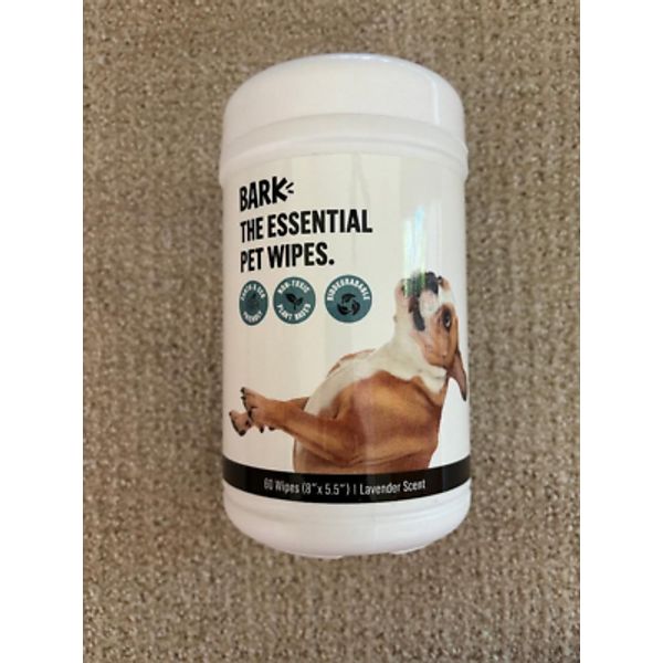 BARK - ESSENTIAL PET WIPES - 60 CT - 8" X 5.5" - NEW!!  CHEMICAL & PARABEN FREE