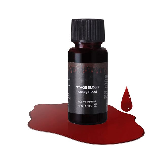 Mysense Stage Fake Blood Makeup,Realistic Sticky Edible Washable Fake Blood for Eyes Drips Teeths Mouth Nose Bleeds,For Halloween Cosplay SFX Zombie Vampire Special Effects Makeup,0.5 oz,Dark