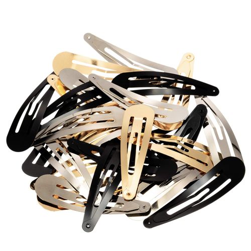 30 Pieces 3.1 Inch Large Metal Snap Hair Clips No Slip Hair Barrettes Girls Women Hair Accessories (Gold, Silver, Black)