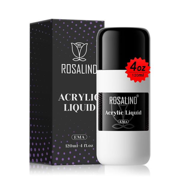 ROSALIND 120ml/4fl.Oz Monomer Acrylic Liquid Professional System Acrylic Monomer For Acrylic Powder Anti-Stick Acrylic Nail Liquid, Acrylic Powder Extension Liquid Easy DIY For Nail Acrylic Powder