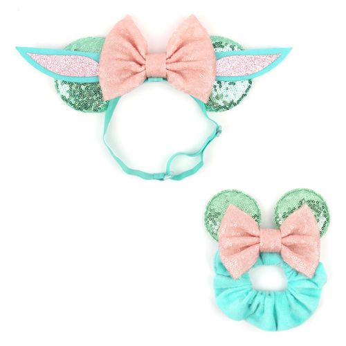 bianbaistar Newborn Bows for Girls Toddler Hair Bows Elastic Adjustable Headband Mouse Ears Yoda Scrunchies Essencial Accessories for Trip Headwear for Women (Yodapinkbow)
