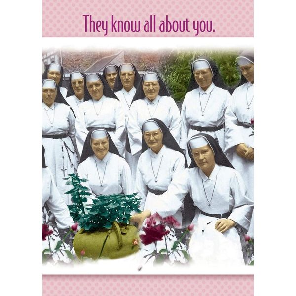 Funny Friendship Greeting Card (5" x 7") by Actual Pictures | 3 Pack + 3 Envelopes (Nuns Praying)