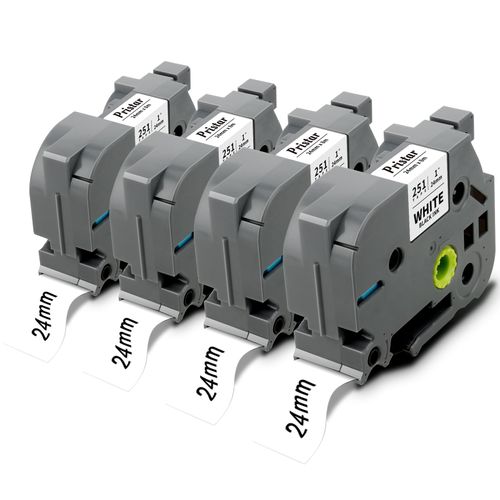 TZ Tape 24mm 0.94 Laminated White Compatible with Brother TZe-251 TZe251 P Touch Label Maker Tape 1 Inch Work with PTD600 PTD610BT PTP710BT PTP750W Ptouch Tape, 4-Pack