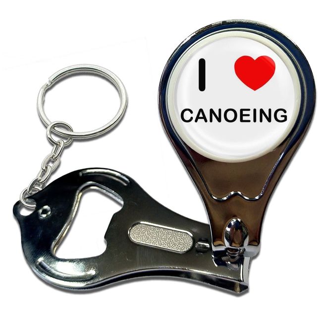 BadgeBeast.co.uk I Love Heart Canoeing - Key Ring Bottle Opener and Nail Clipper