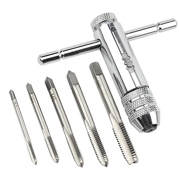 LIKENNY Screw Tap Ratchet Tap Holder T Handle Tap Wrench Connection Tap Handle Tool Set Drilling Adjustable M3 M4 M5 M6 M8 Threading Tapping Hand Hand for Hand Tapping Work