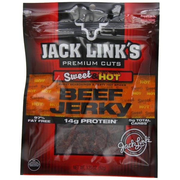 Jack Links Beef Jerky, Sweet & Hot, 3.25-Ounce Bags (Pack of 4)